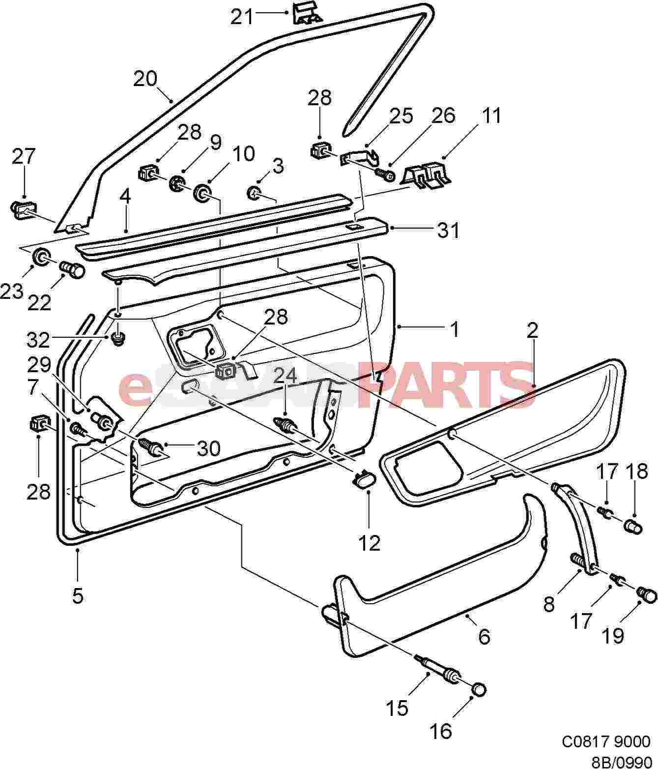 4818936 SAAB Door Panel Genuine Saab Parts From ESaabPartscom