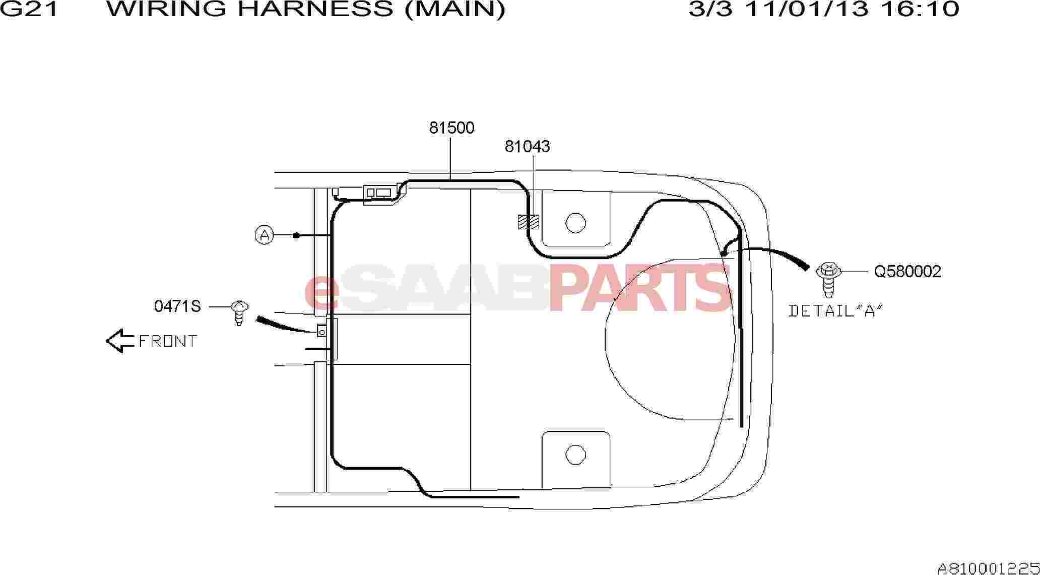[32008553] SAAB Harness-rear - Saab Parts from eSaabParts.com