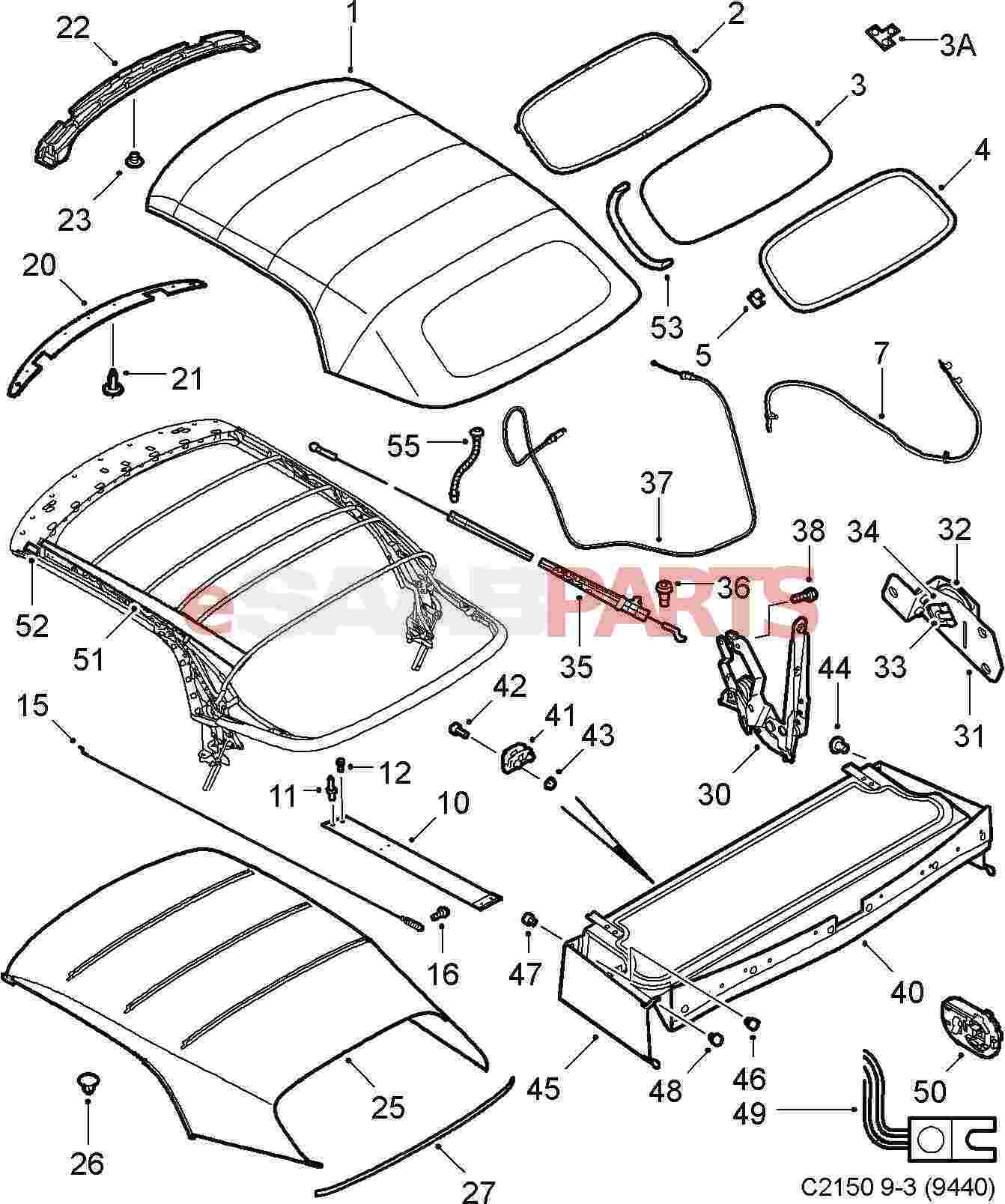 12833684] Rear Window Frame - from eSaabParts.com