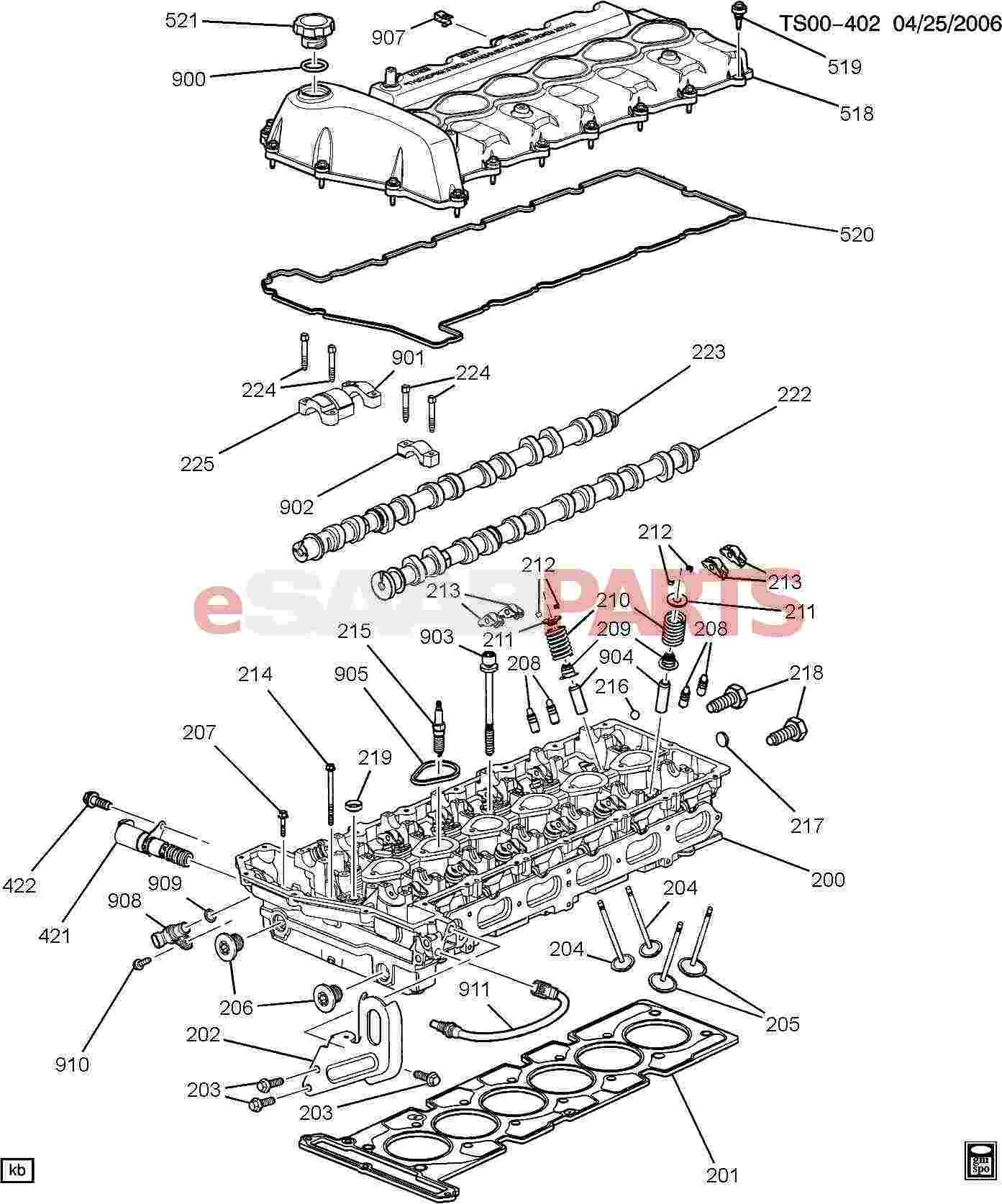 Esaabparts Com Saab 9 7x Engine Parts Engine Internal 4 2s Engine Asm 4 2l L6 Part 2 Cylinder Head And Related Parts 4 2s