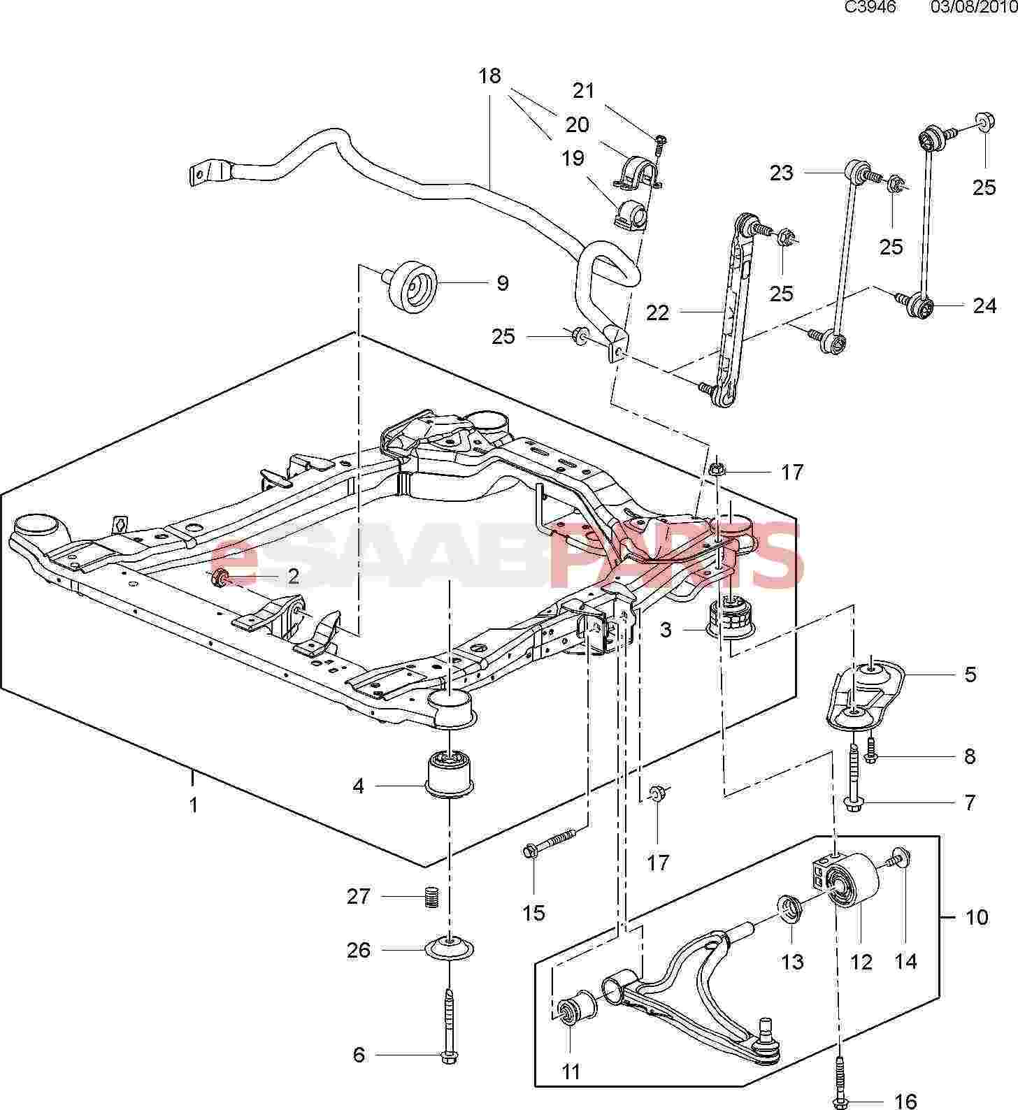 13360027] SAAB Front Lower Control Arm LH (9-5 2010-2011 HiPer Struts) -  Saab Parts from