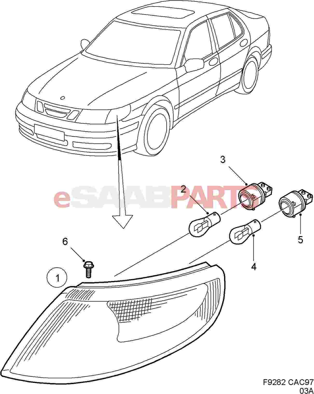 Evan-Fischer Front Side Marker For Saab 9-5 1999-2005 – Clear, Driver Or Passenger Side