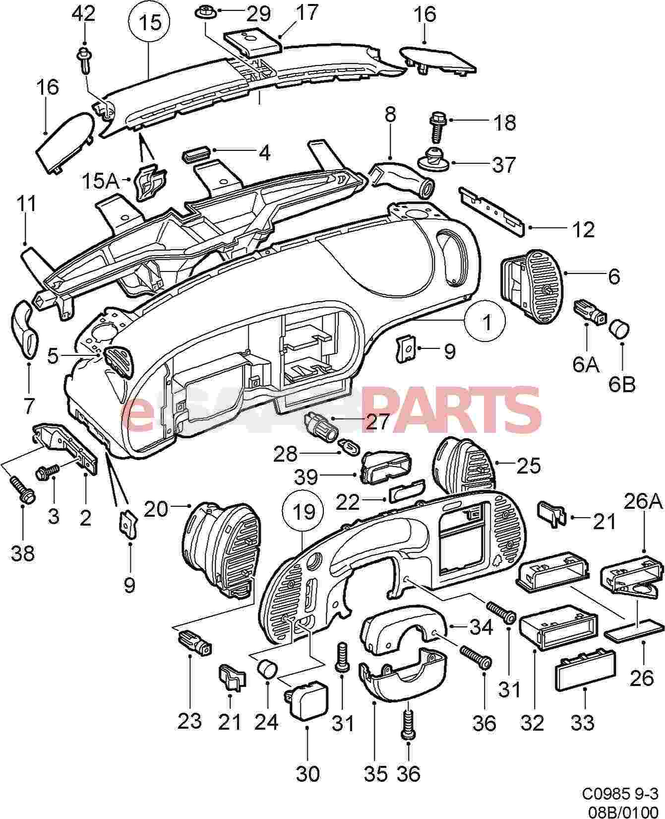 Genuine SAAB 9-3 Dash Cup Holder – 2003-2011 NG – OEM 12802003 / 12802004