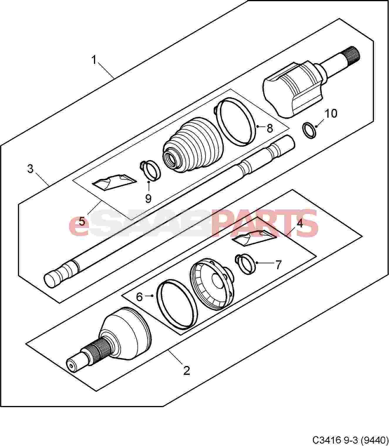 12778059] SAAB Rear Axle - LH (XWD w/o eLSD) - Saab Parts from 