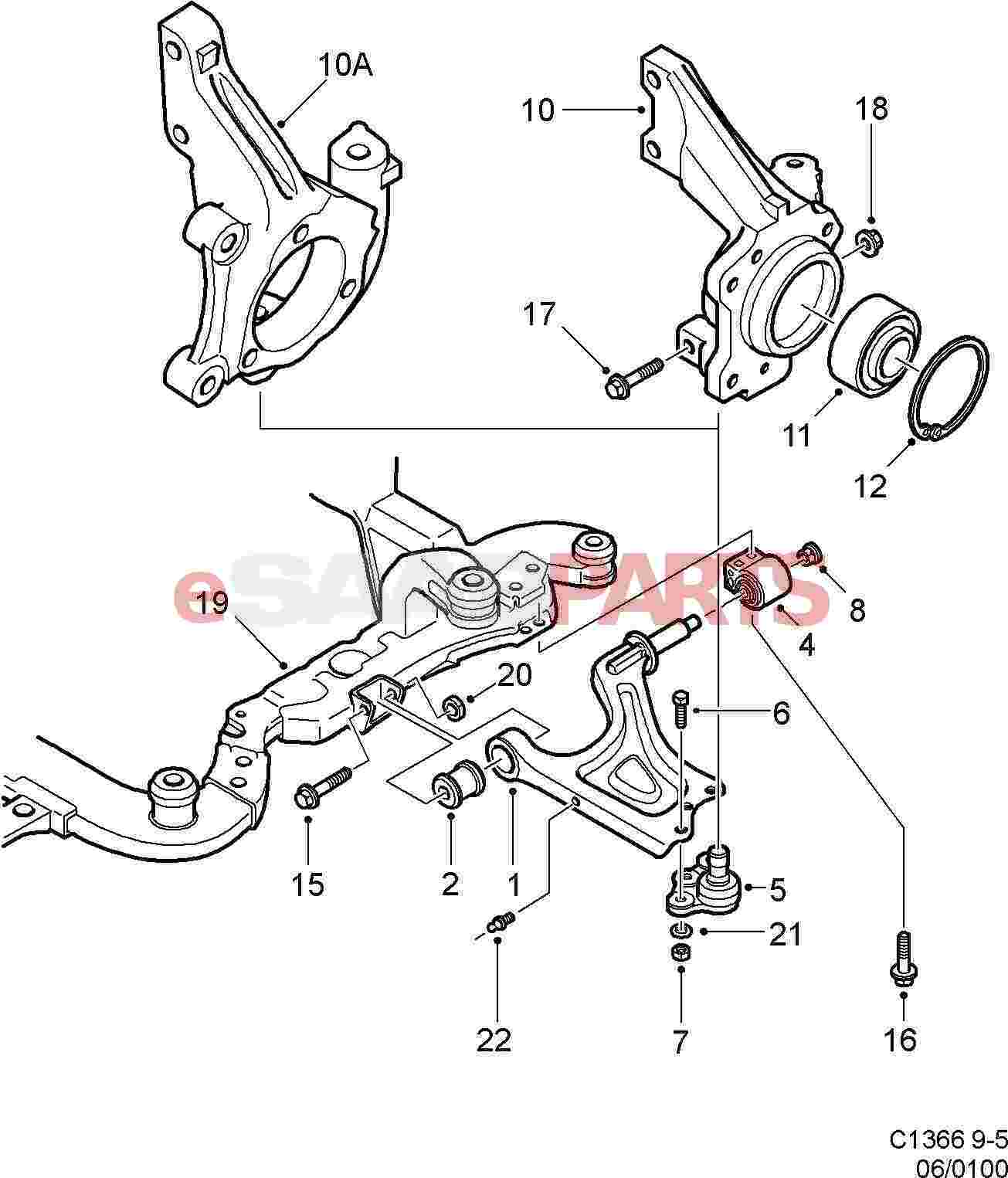 eSaabParts.com - Saab 9-5 (9600) > Front Wheel Suspension Parts > Control  Arms  Knuckles > Control Arms  Knuckles
