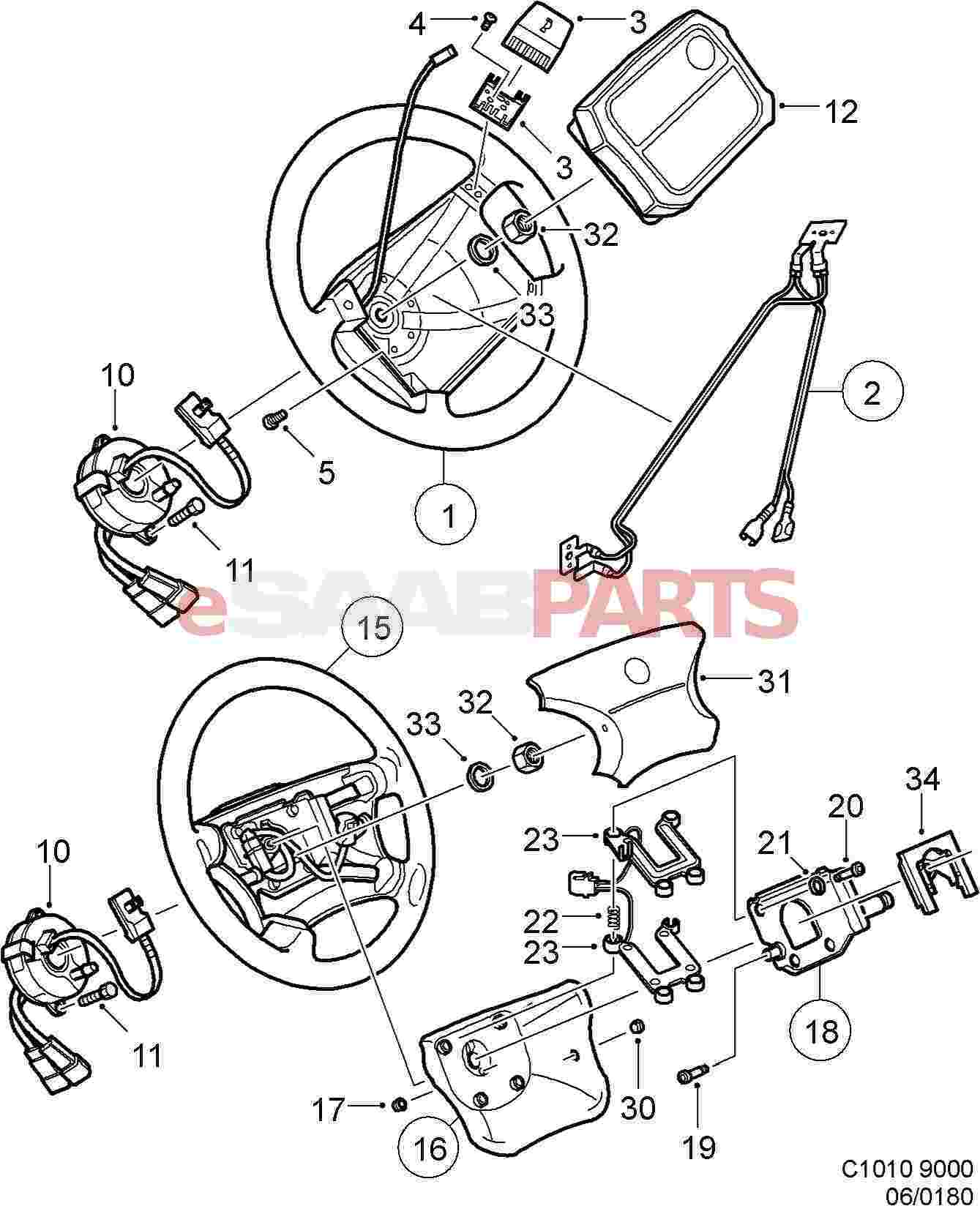 4847463] SAAB Steering Wheel - Saab Parts from eSaabParts.com