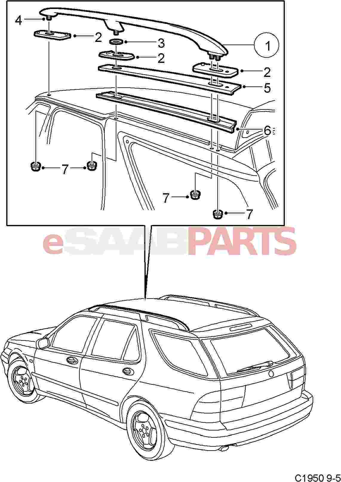 eSaabParts.com Saab (9600) Accessories Parts > Accessories > Roof rack