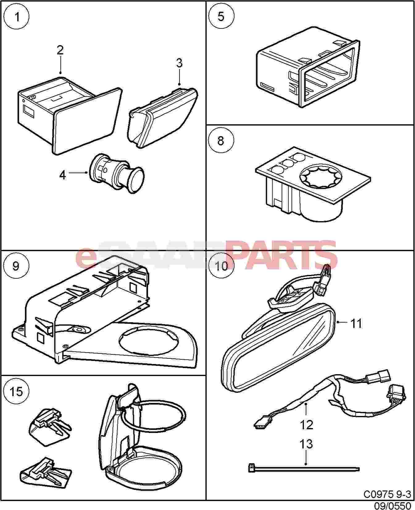 4707303] SAAB Cup Holder - Dashboard (9-3 1999-2003) - Saab Parts