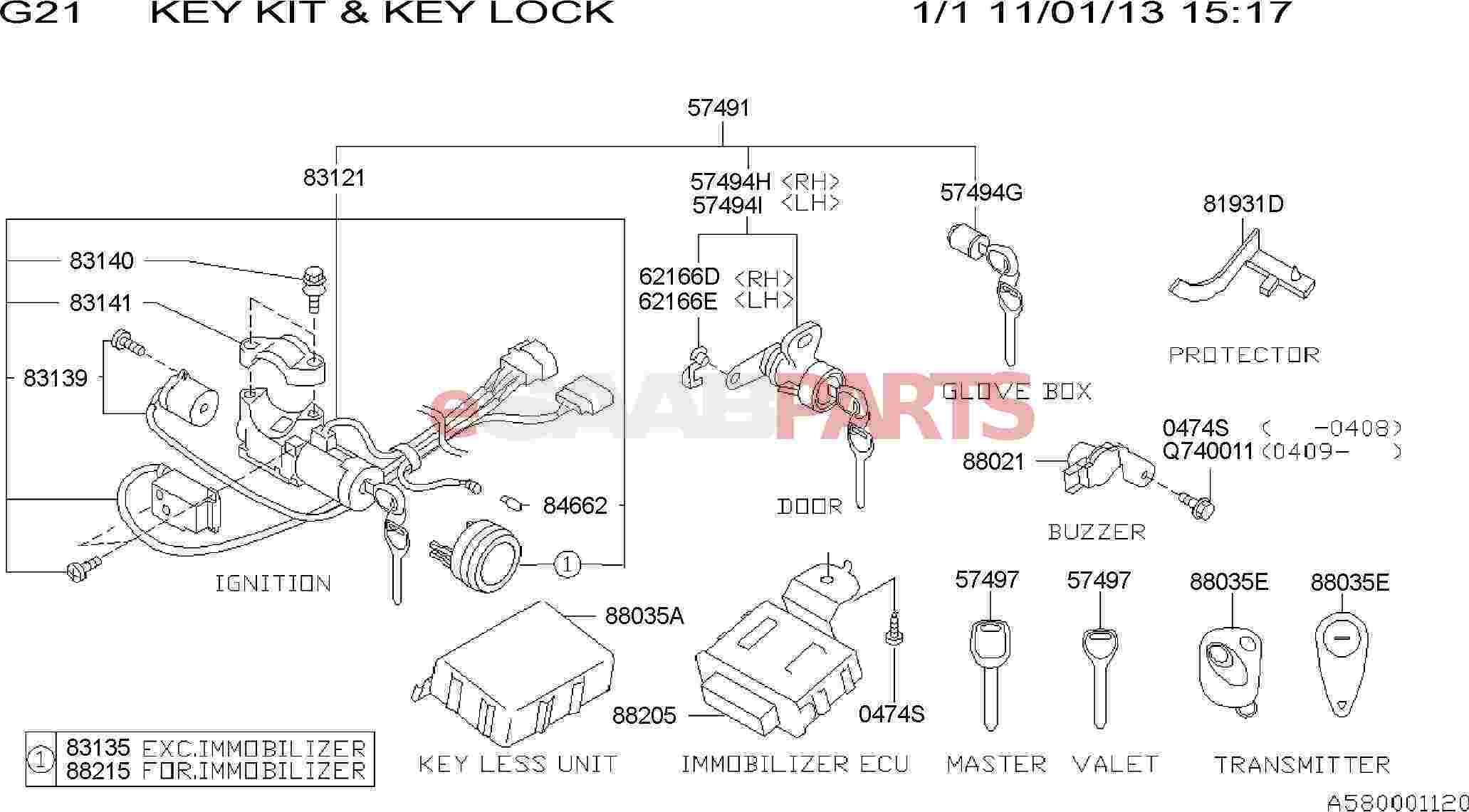 [32007556] SAAB 9-2X Key Blank - Master (2005 Aero, 2005-2006 Linear