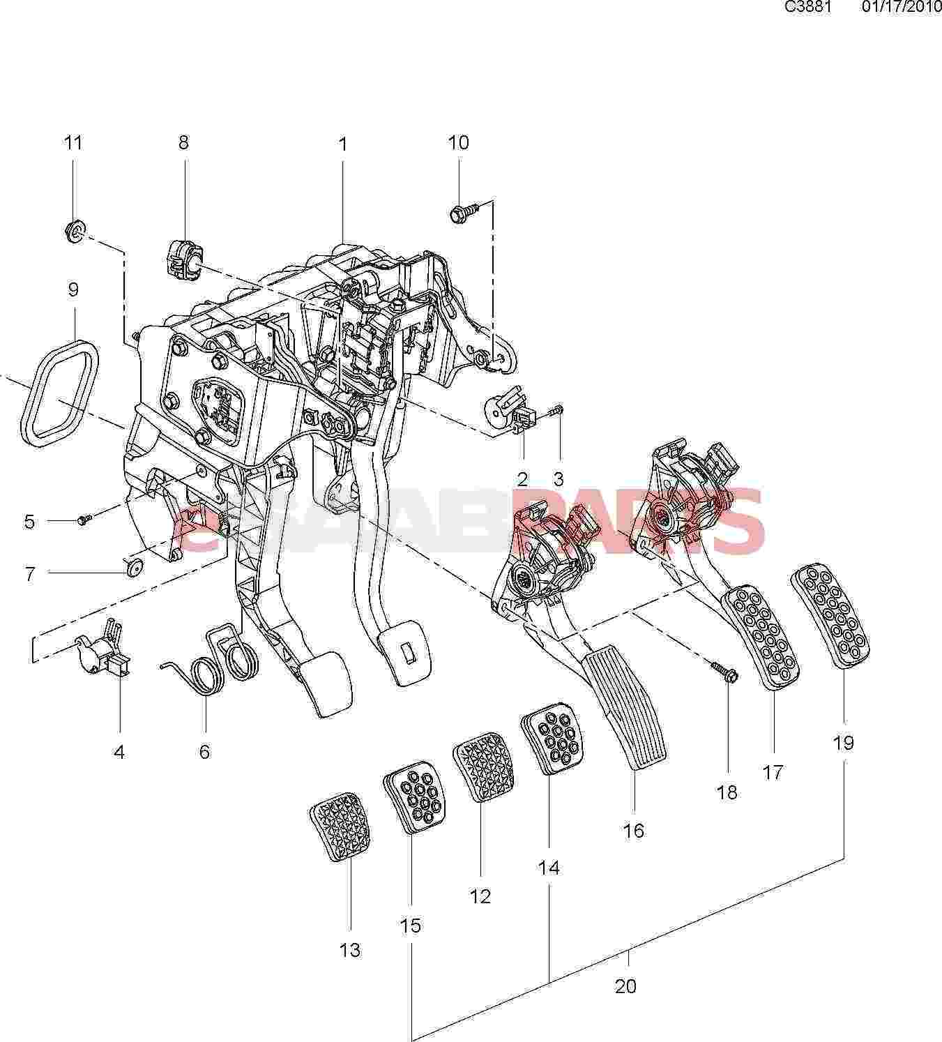 Sporty Upgrade: Aluminum Pedal Set For 2004-2014 Saab 9-3 & 9-3X Aero (Brake/Accel)