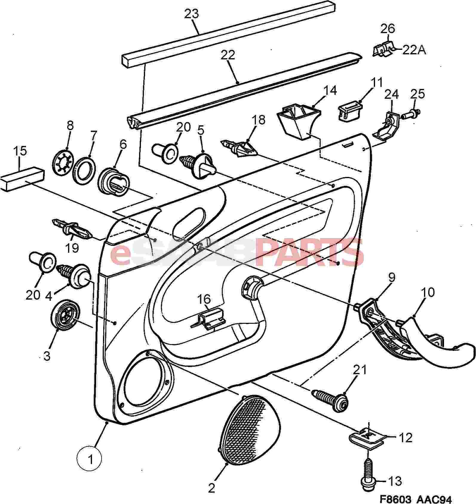 ESaabPartscom Saab 900 Car Body Internal Parts Interior Door