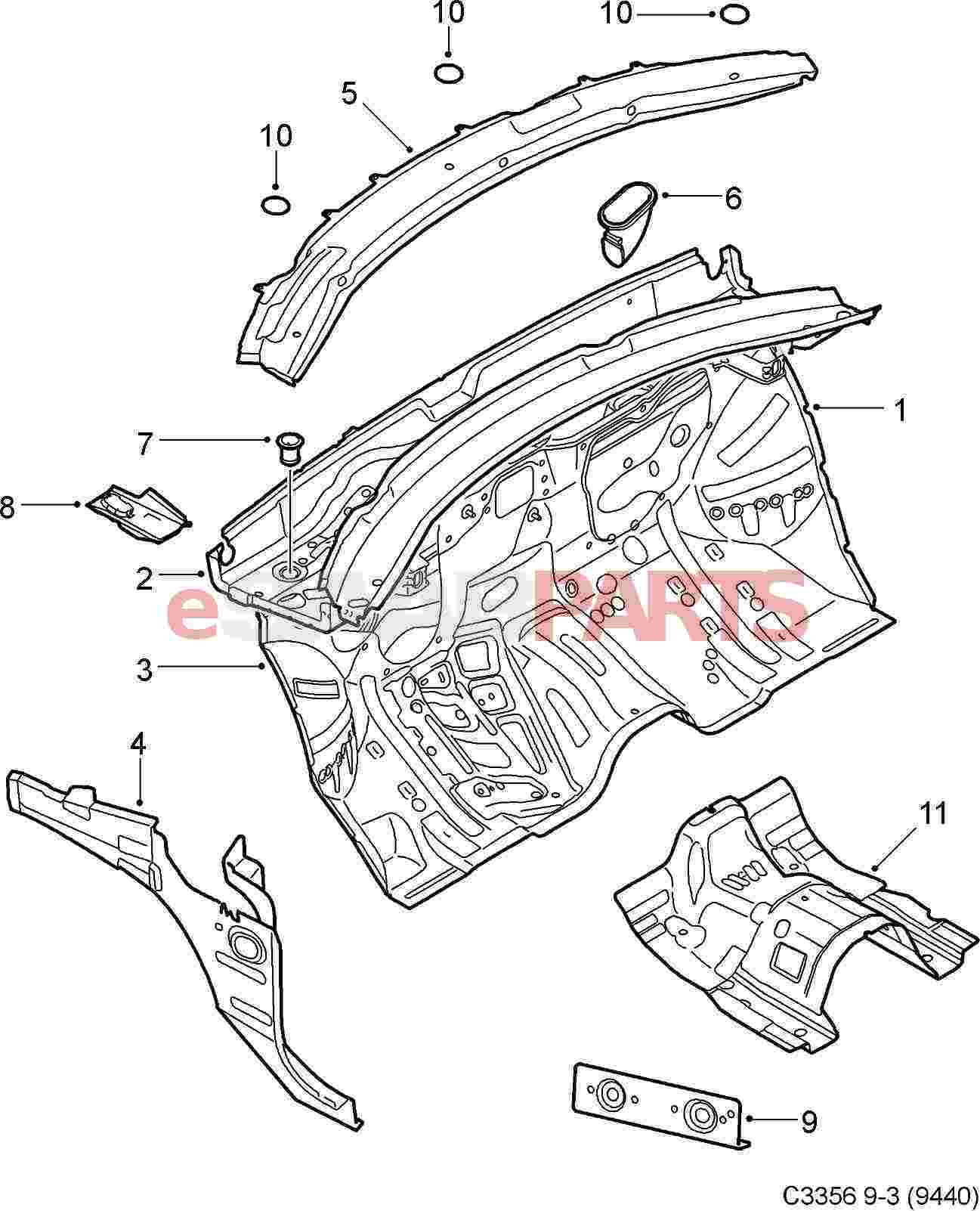 [12797844] SAAB Windshield Member - Saab Parts from eSaabParts.com