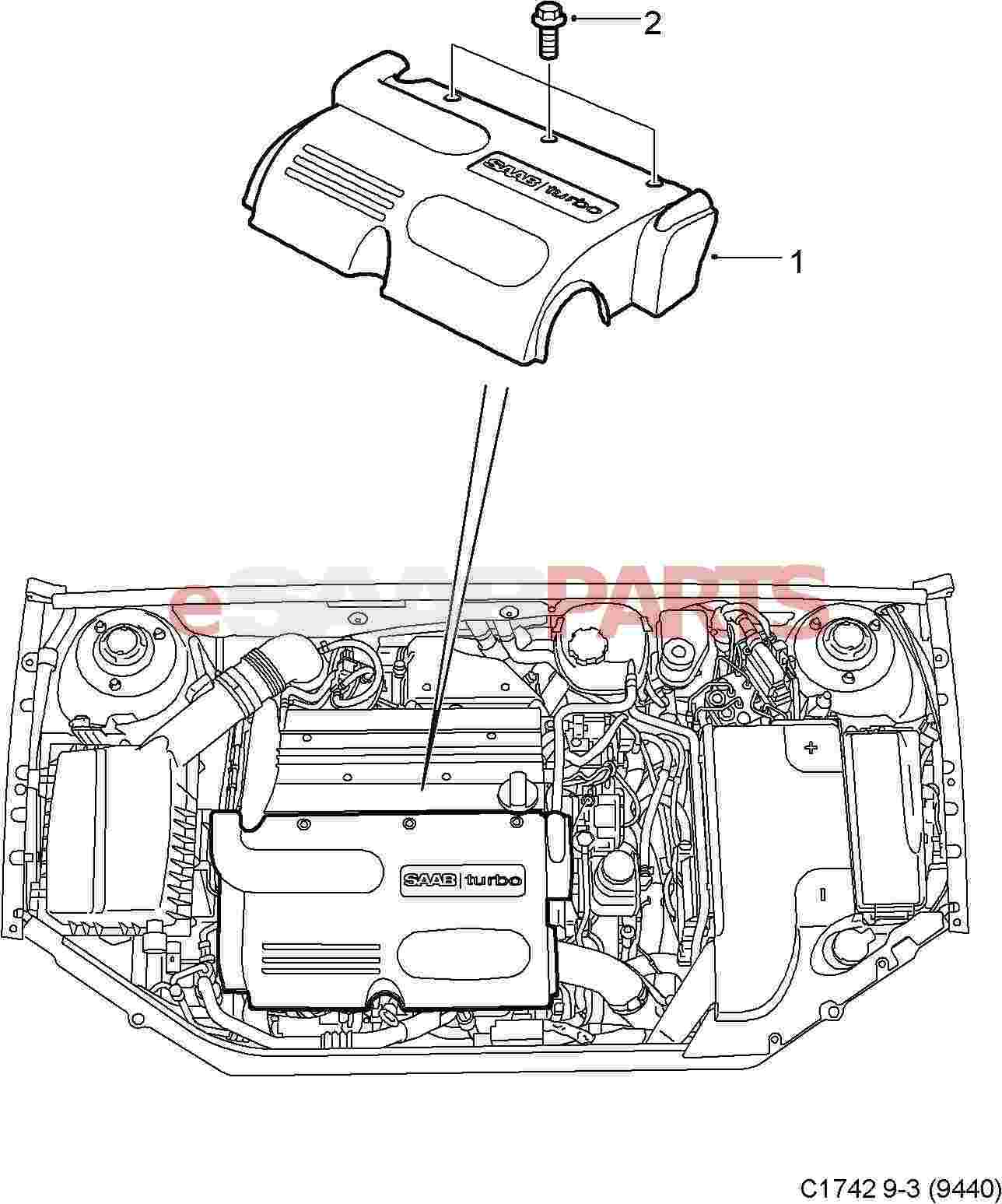 [12788313] SAAB Engine Cover - Saab Parts from eSaabParts.com toyota highlander wiring schematics 