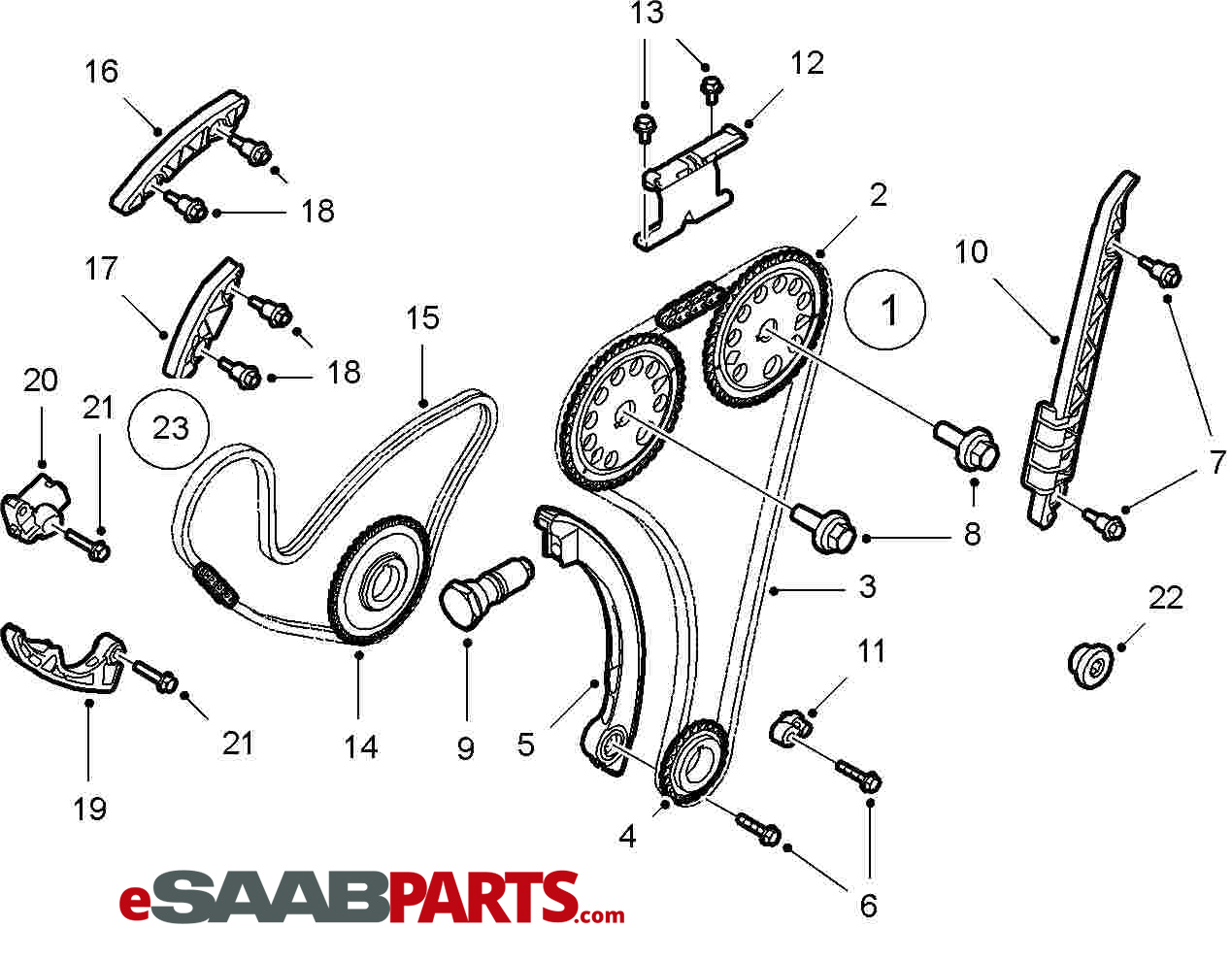 For 2003-2011 Saab 93 Timing Chain Kit Front Cloyes 43522YS 2004 2007 2006 2005