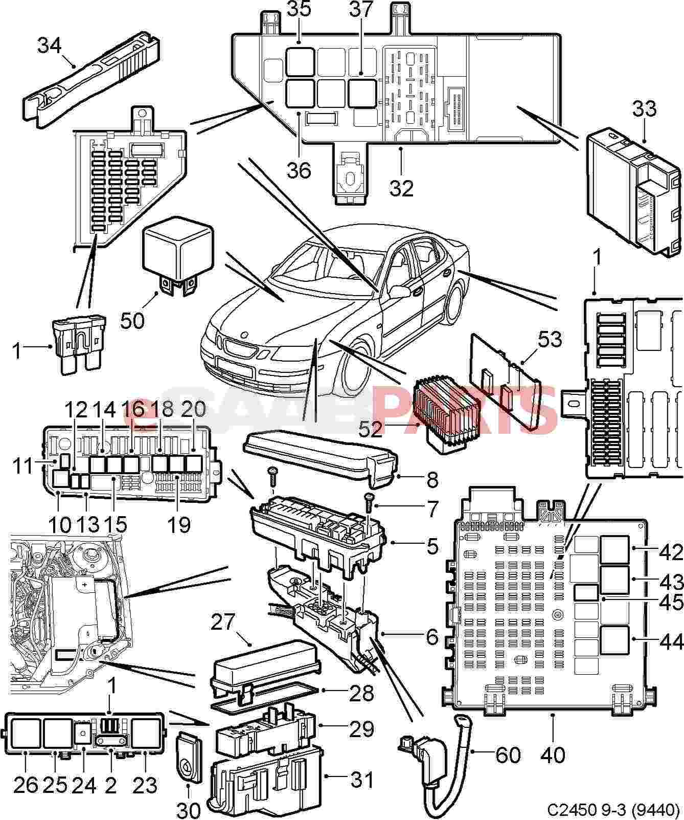 Diagram  2001 Saab 93 Convertible Wiring Harness Full