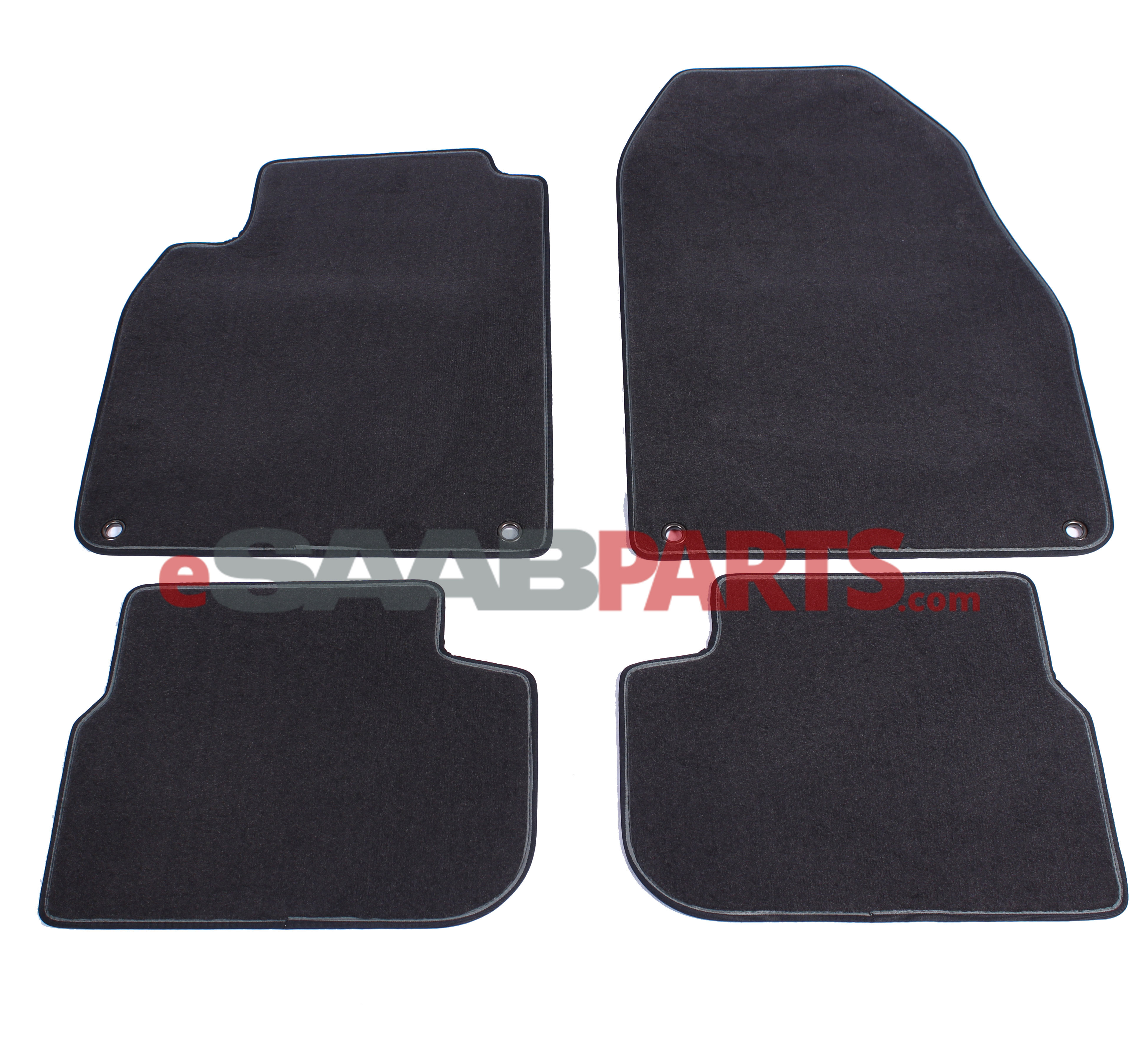 Saab 9-3 03 Onwards Convertible Richbrook Grey Car Mats with Leather Trim